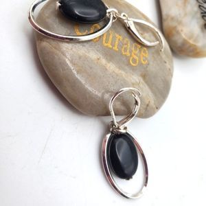 Macy's Hoop with black gem beaded earrings‎ cute and trendy jewelry